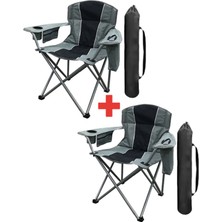 Kana Buz Çantalı Siyah Gri Kamp Sandalyesi 2'li Dayanıklı Dış Mekan Ekipmanı