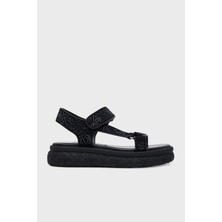 Guess Lode Pamuk Karışımlı Taşlı 4g Logolu Sandalet FLJLODFAP03 Bayan Sandalet Fljlod FAP03 Black