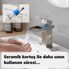 Lavabo Bataryası Mat Siyah / Krom / Inox / Mat Gold Şelale Kare Gövde Eğimli Havza Banyo Armatür Çift Giriş Lüks Ergonamik