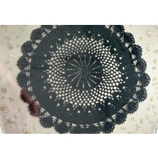 Epoksi Reçine Dantelli Tepsi -  Siyah Dantel Gold Taşlı - Çap 30 cm
