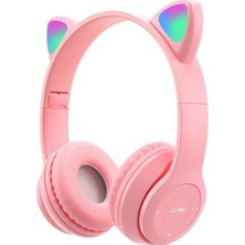 P47M Pembe Sevimli Renkli Kedi Kulak Bluetooth Çok Renk Seçenekli Kulaklık