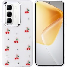Infinix Hot 50 Pro 4g Kılıf Airbag Tasarımlı Simli Şeffaf Kutup Kapak - Kiraz