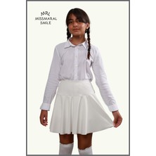 Miss Maral Beyaz Yüksek Bel Şortlu Etek Skirt With Shorts 1101