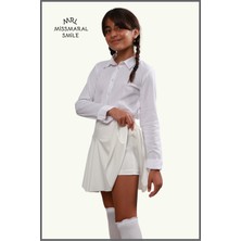 Miss Maral Beyaz Yüksek Bel Şortlu Etek Skirt With Shorts 1101