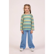 Magu Kız Çocuk 3'lü Takım – Desenli Sweatshirt, Kargo Pantolon ve Basic Atlet