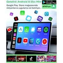 Getalink Android Ai Box 3 in 1 2GB Ram 16GB-ROM ANDROID13 Carplay-Androidauto-Netflix-Youtube-Google Play Store-Hareket Halinde Video Izleme