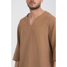 Midas Moda Erkek %100 Pamuklu V Yaka Kısa Kollu Gömlek - Konforlu ve Modern Stil