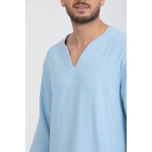 Midas Moda Erkek %100 Pamuklu V Yaka Kısa Kollu Gömlek - Konforlu ve Modern Stil