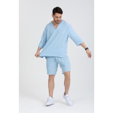 Midas Moda Erkek %100 Pamuklu V Yaka Kısa Kollu Gömlek - Konforlu ve Modern Stil
