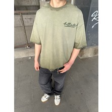 Auttlecntic Yıkamalı Oversize T-Shirt - Yeşil