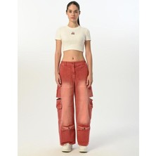 Zekids Kız Çocuk Paçası Cepli Gabardin Pantolon