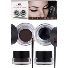 Zeyna Beauty İkili Kahve&Siyah Renk Jel Eyeliner Kolay Uygulama Özelliği İle