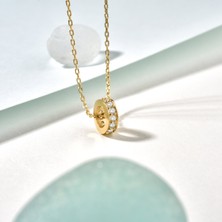 Nox Jewelry 14 Ayar Mikron Altın Kaplama Doğum Taşı Halka Kolye (Kişiselleştirilebilir) - CNS00617