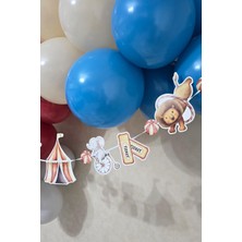 Sirk Konsept Bannerlı Panolu Doğum Günü Balon Zinciri Seti