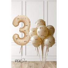 Fiyonklu Kum Beji Balonlar Retro Yaş Balonlu Doğum Günü Balon Seti