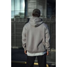 Veraura Lifestyle Üç Iplik Penye Kapşonlu Basic Sweatshirt - Boyalı Gri