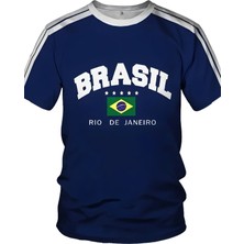 Yeni Sezon Unisex Omuz Detaylı Brasil Baskılı Oversize T-Shirt