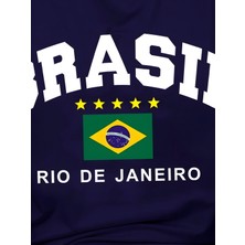 Yeni Sezon Unisex Omuz Detaylı Brasil Baskılı Oversize T-Shirt