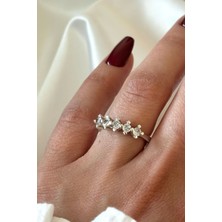Klasik Mini Zirkon Taşlı 5 Taş Ayarlanabilir Kadın Yüzük
