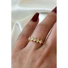 Klasik Mini Zirkon Taşlı 5 Taş Ayarlanabilir Kadın Yüzük