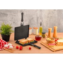 Fms Büyük Döküm Ocak Üstü El Tost Makinesi Siyah 20X26CM