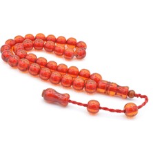 Murty99 Şükrü Baba Yapımı Küre Model İri Kırmızı Sıkma Kehribar Tesbih