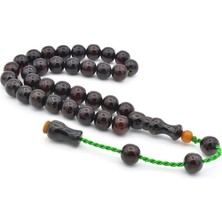 Murty99 Şükrü Baba Yapımı Küre Model İri Koyu Kahverengi Sıkma Kehribar Tesbih