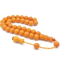 Murty99 Şükrü Baba Yapımı Küre Model İri Turuncu Sıkma Kehribar Tesbih