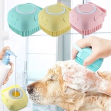 Lady Fify Kedi Köpek İçin Dağıtıcı Hazneli Silikon Şampuanlama / Banyo Fırçası