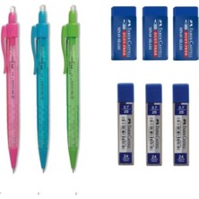 Faber-Castell Tri Click Versatil Kalem 0.7 mm 3 Adet 0.7 mm Uç 3 Adet Sınav Silgisi 3 Adet
