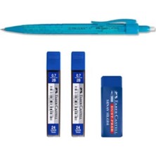 Faber-Castell 0,7 mm Uçlu Kalem Metal Gövde ile Doldurulabilir 2 Uç ve Silgi Seti