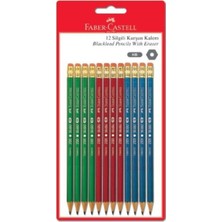 Faber-Castell 12'li Paket Silgili Kurşun Kalem 0,7 mm Uçlu Metal Gövde ile Ergonomik Tasarım