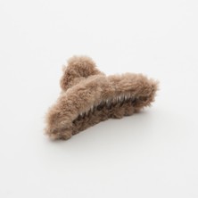 SP Accessories Açık Kahverengi Kadın Peluş Mandallı Toka
