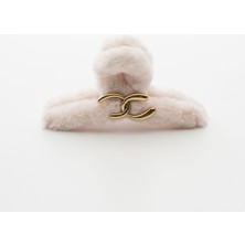 SP Accessories Krem Rengi Kadın Peluş Mandallı Toka