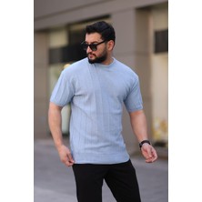 Bisiklet Yaka Kısa Kol Erkek Örme Triko Tişört