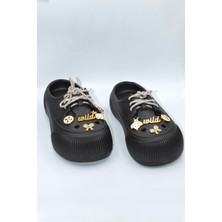 Shoemix Siyah Kadın Taşlı Sabo Eva Terlik
