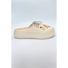 Shoemix Bej Kadın Taşlı Sabo Eva Terlik