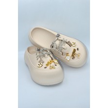 Shoemix Bej Kadın Taşlı Sabo Eva Terlik
