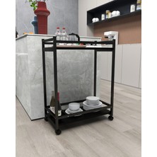 Hnchome 2katlı Şişe Bölmeli Ev Tipi Servis Arabası Servant Bar Car, Şaraplık Tekerlekli Servis Sehpa
