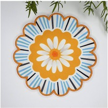 Decofav Çiçek Şeklinde Dekoratif Papatya Baskılı Nakış Kenar Kumaş Kokteyl Peçetesi 1 Adet