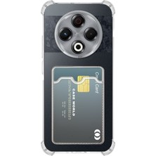 Caseworld Tecno Spark 30 Kapak Kamera Korumalı Kartlıklı Darbe Emici Özellikli Şeffaf Silikon Kılıf