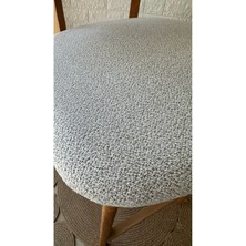 Silla Concept Zion Sandalye Teddy Krem Kahve Desenli Kumaş Hasırlı Naturel Ahşap Sandalye