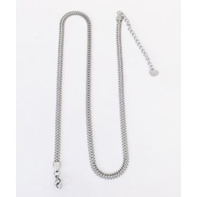 Çelik Yassı Zincir Kolye 62CM