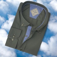 Pamuklu Uzun Kollu Antrasit Erkek Gömlek (Slim Fit Kalıp)