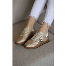 En Cici Moda Laura Gold Cilt Sim Taş Detaylı Kadın Sneaker Ayakkabı