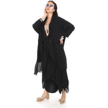Italyan Büyük Beden Ipek Detaylı Oversize Kaftan & Bluz