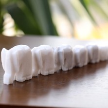 Muğla Beyazı 7'li Mermer Fil Seti - Dekoratif Fil Seti