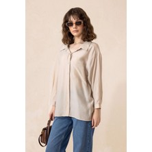 Olcay Cep Detaylı Oversize Gömlek TAŞ 9312