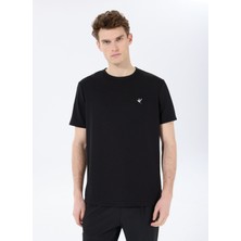 Fabrika Bisiklet Yaka Jakarlı Siyah Erkek T-Shirt F5SM-TST 2069