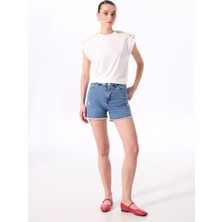 Fabrika Standart Bel Basic Indigo Kadın Denim Şort F5SL-SHT0351